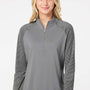 Adidas Womens Stripe Block Moisture Wicking 1/4 Zip Sweatshirt - Grey - NEW