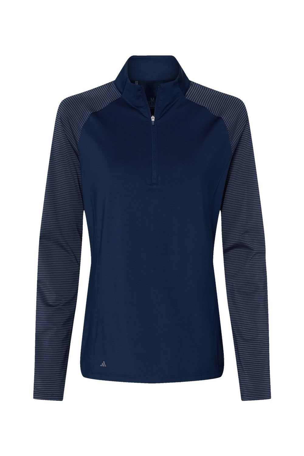 Adidas A521 Womens Stripe Block Moisture Wicking 1/4 Zip Sweatshirt Team Navy Blue Flat Front
