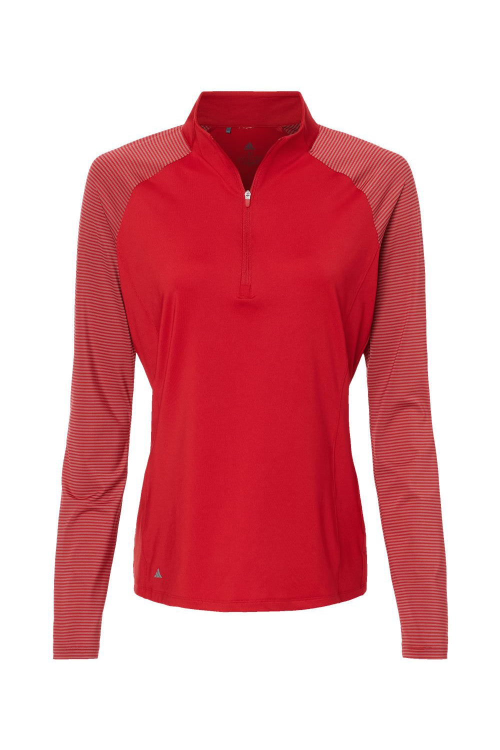 Adidas A521 Womens Stripe Block Moisture Wicking 1/4 Zip Sweatshirt Team Power Red Flat Front