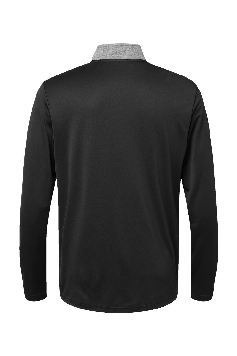 Adidas A522 Mens Heather Block Print Moisture Wicking 1/4 Zip Sweatshirt Black Melange/Black/Grey Flat Back