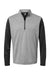 Adidas A522 Mens Heather Block Print Moisture Wicking 1/4 Zip Sweatshirt Black Melange/Black/Grey Flat Front