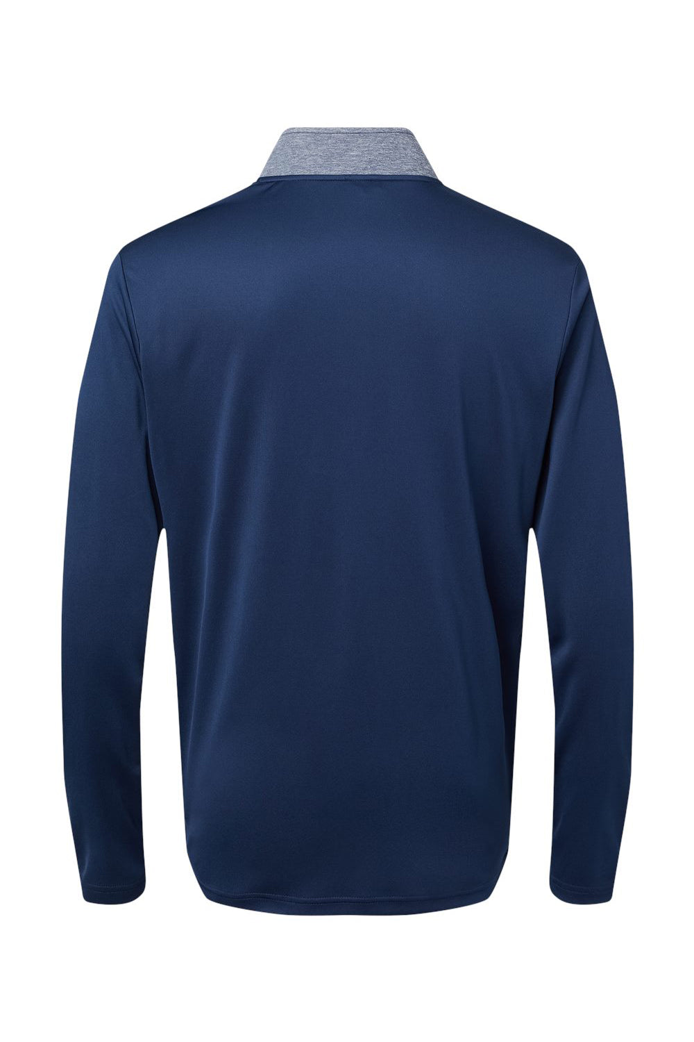 Adidas A522 Mens Heather Block Print Moisture Wicking 1/4 Zip Sweatshirt Collegiate Navy Blue Melange/Navy Blue/Grey Flat Back