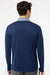 Adidas A522 Mens Heather Block Print Moisture Wicking 1/4 Zip Sweatshirt Collegiate Navy Blue Melange/Navy Blue/Grey Model Back
