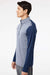 Adidas A522 Mens Heather Block Print Moisture Wicking 1/4 Zip Sweatshirt Collegiate Navy Blue Melange/Navy Blue/Grey Model Side