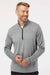 Adidas A522 Mens Heather Block Print Moisture Wicking 1/4 Zip Sweatshirt Grey Melange/Grey/Black Model Front