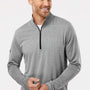 Adidas Mens Heather Block Print Moisture Wicking 1/4 Zip Sweatshirt - Grey Melange/Grey/Black - NEW