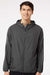 Adidas A524 Mens Full Zip Hooded Windbreaker Jacket Grey Model Front