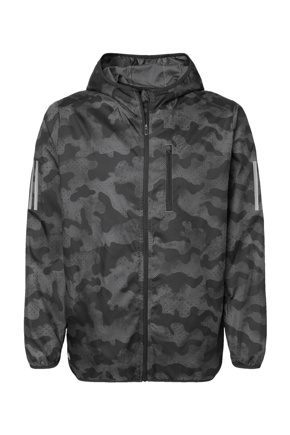 Adidas A524 Mens Full Zip Hooded Windbreaker Jacket Grey/Black Flat Front
