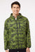 Adidas A524 Mens Full Zip Hooded Windbreaker Jacket Tech Olive Green/Legend Earth Model Front