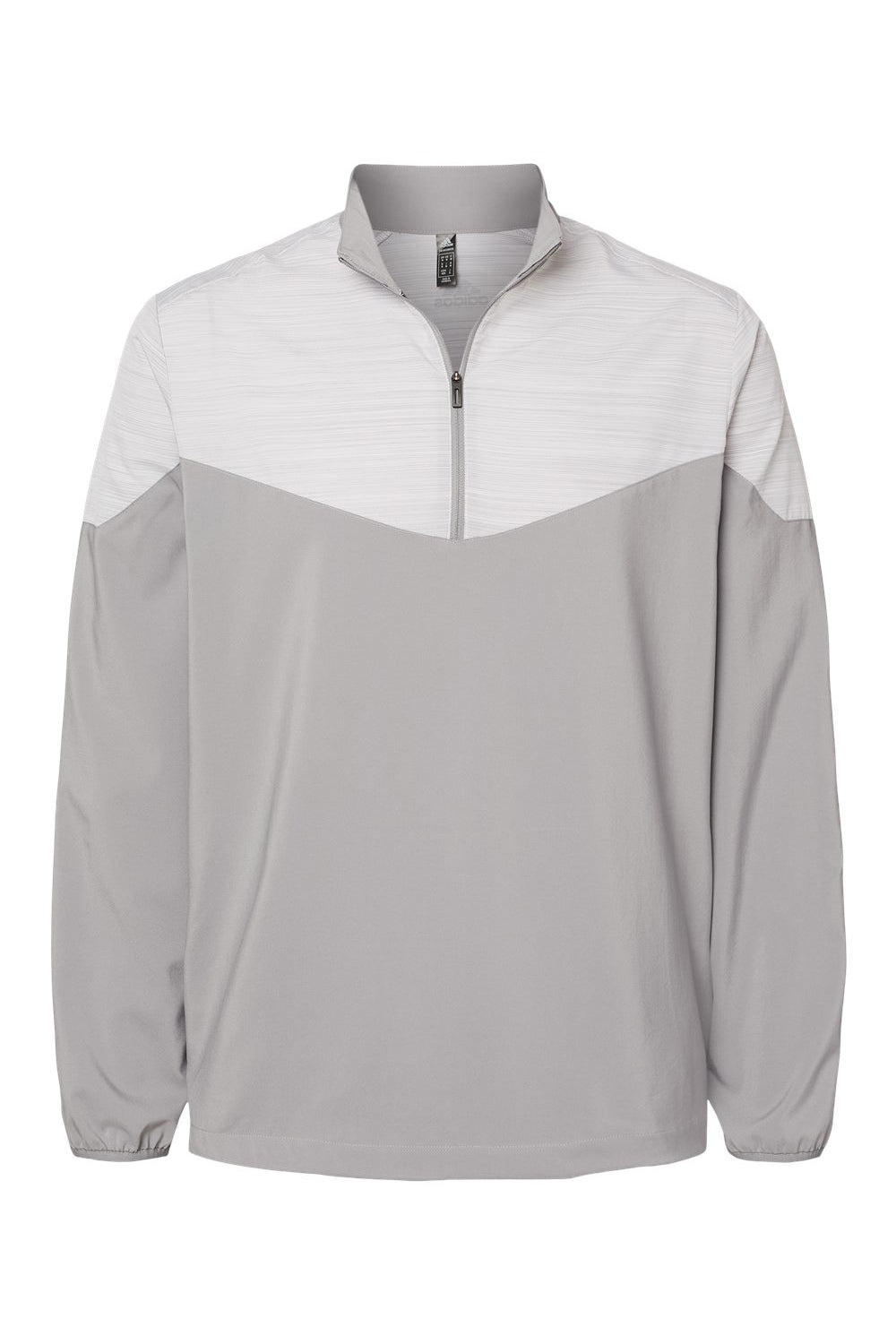 Adidas A546 Mens Chevron Water Resistant 1/4 Zip Windshirt Jacket Grey/Heather Grey Flat Front