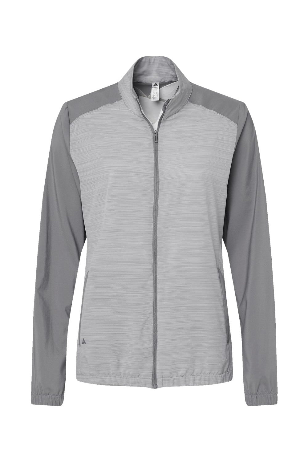 Adidas A547 Womens Colorblock Water Resistant Full Zip Windshirt Jacket Grey/Heather Grey Flat Front