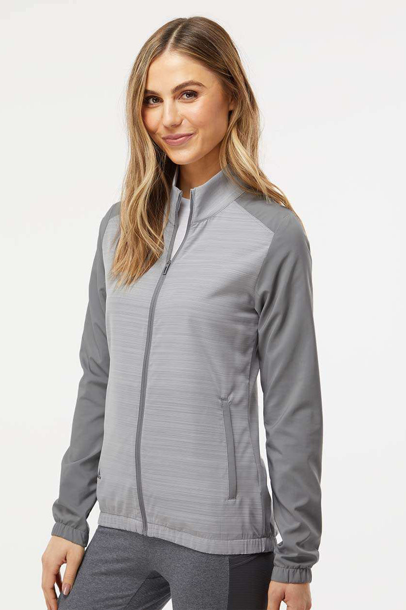 Adidas A547 Womens Heather Block Full Zip Windshirt Grey/Heather Grey Model Side