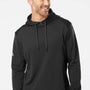 Adidas Mens Textured Mixed Media Hooded Sweatshirt Hoodie - Black - NEW