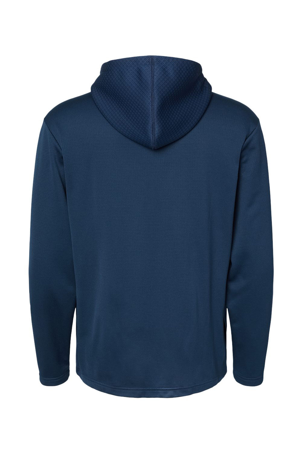 Adidas A530 Mens Textured Mixed Media Hooded Sweatshirt Hoodie Collegiate Navy Blue Flat Back