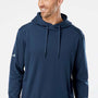 Adidas Mens Textured Mixed Media Hooded Sweatshirt Hoodie - Collegiate Navy Blue