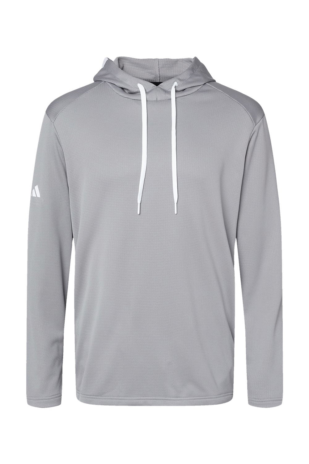 Adidas A530 Mens Textured Mixed Media Hooded Sweatshirt Hoodie Grey Flat Front