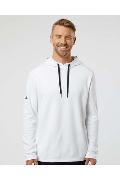 Adidas A530 Mens Textured Mixed Media Hooded Sweatshirt Hoodie White Model Front