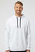 Adidas A530 Mens Textured Mixed Media Hooded Sweatshirt Hoodie White Model Front