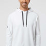 Adidas Mens Textured Mixed Media Hooded Sweatshirt Hoodie - White - NEW