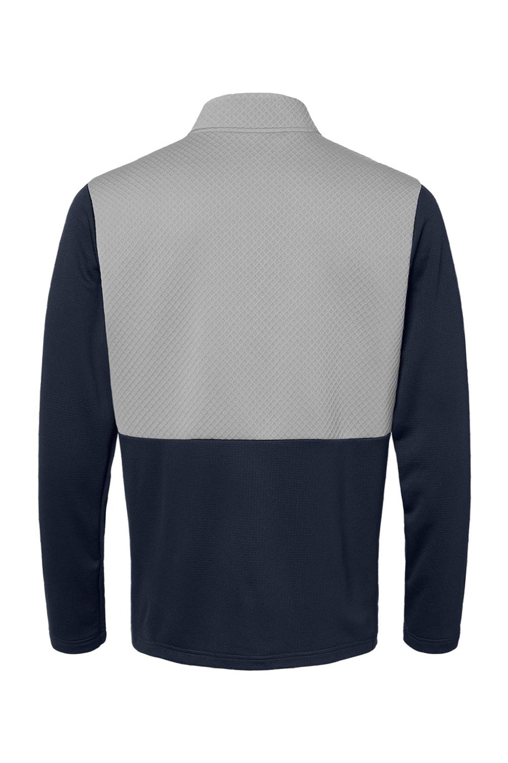 Adidas A532 Mens Textured Mixed Media 1/4 Zip Sweatshirt w/ Pockets Collegiate Navy Blue/Grey Flat Back