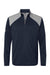 Adidas A532 Mens Textured Mixed Media 1/4 Zip Sweatshirt w/ Pockets Collegiate Navy Blue/Grey Flat Front
