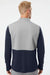 Adidas A532 Mens Textured Mixed Media 1/4 Zip Sweatshirt w/ Pockets Collegiate Navy Blue/Grey Model Back