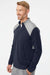 Adidas A532 Mens Textured Mixed Media 1/4 Zip Sweatshirt w/ Pockets Collegiate Navy Blue/Grey Model Side