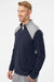Adidas A532 Mens Textured Mixed Media 1/4 Zip Sweatshirt Collegiate Navy Blue/Grey Model Side