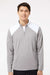 Adidas A532 Mens Textured Mixed Media 1/4 Zip Pullover Grey/White Model Front