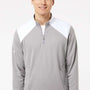 Adidas Mens Textured Mixed Media 1/4 Zip Sweatshirt - Grey/White - NEW
