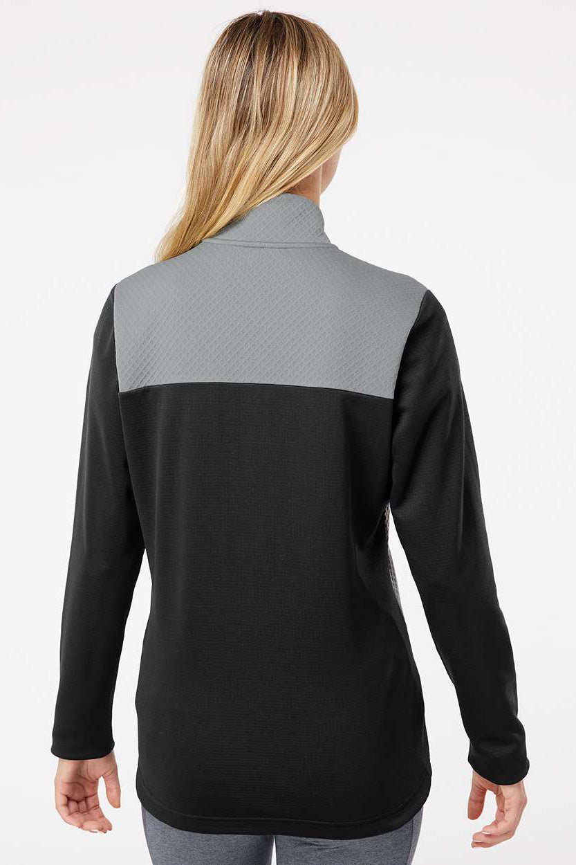 Adidas A529 Womens Textured Mixed Media Full Zip Jacket Black/Grey Model Back
