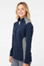Adidas A529 Womens Textured Mixed Media Full Zip Jacket Collegiate Navy Blue/Grey Model Side