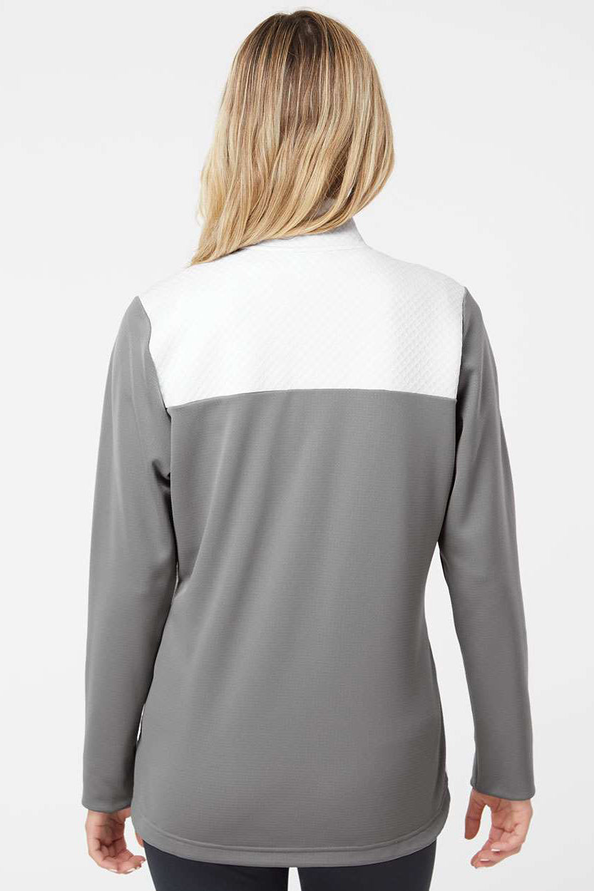 Adidas A529 Womens Textured Mixed Media Full Zip Jacket Grey/White Model Back