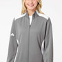 Adidas Womens Textured Mixed Media Full Zip Jacket - Grey/White - NEW