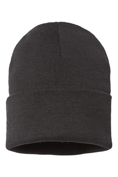 Atlantis Hats PURE Unisex Sustainable Beanie Black Flat Front