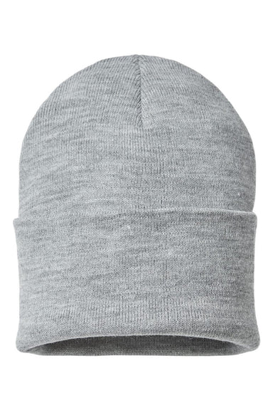 Atlantis Hats PURE Unisex Sustainable Beanie Light Grey Melange Flat Front