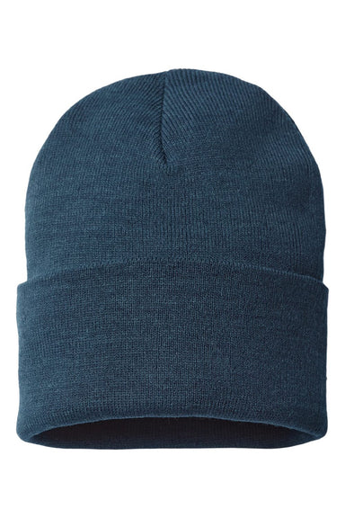 Atlantis Hats PURE Unisex Sustainable Beanie Navy Blue Flat Front