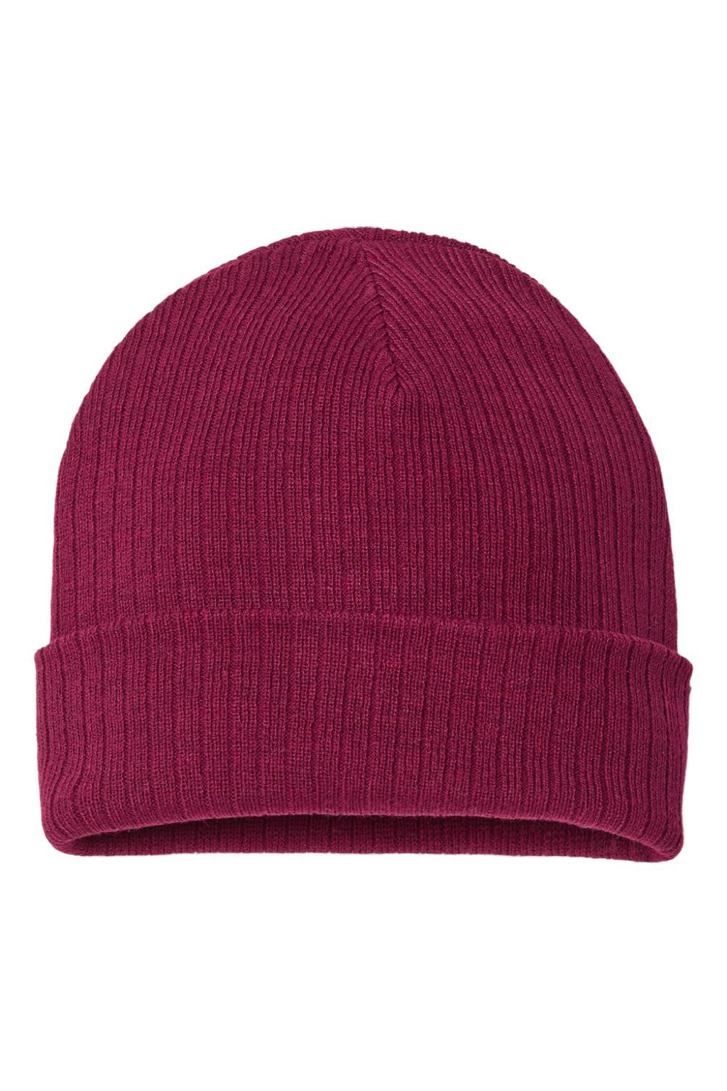 Atlantis Hats RIO Unisex Sustainable Rib Cuffed Beanie Burgundy Flat Front