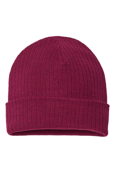 Atlantis Hats RIO Unisex Sustainable Rib Cuffed Beanie Burgundy Flat Front