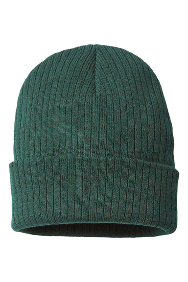 Atlantis Hats RIO Unisex Sustainable Rib Cuffed Beanie Green Bottle Flat Front