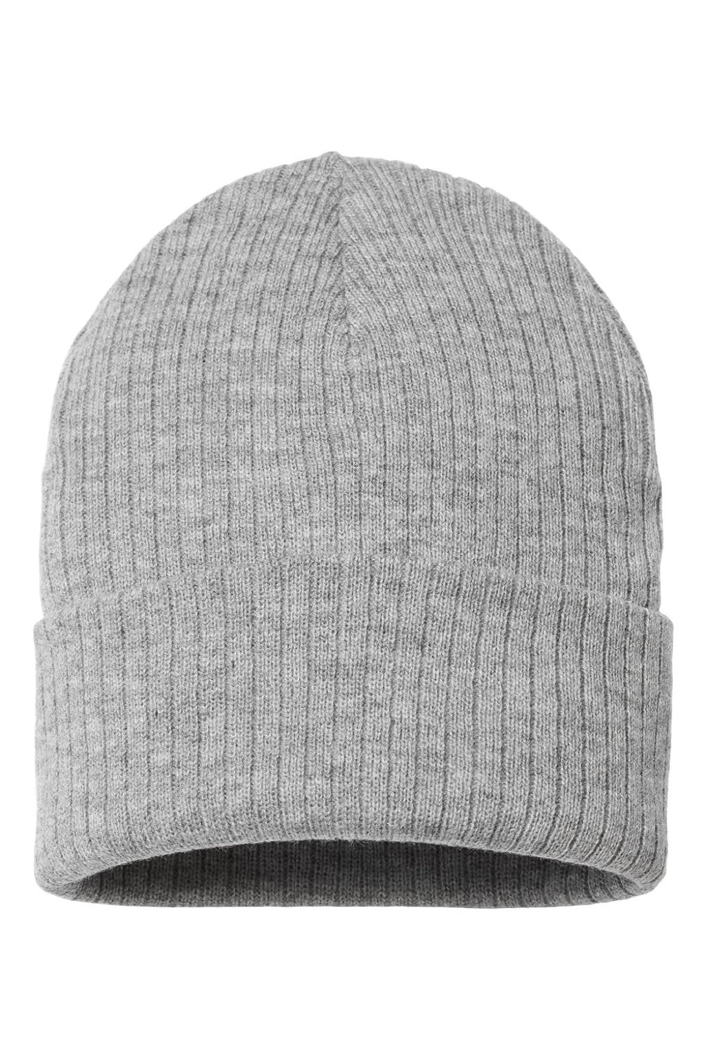 Atlantis Hats RIO Unisex Sustainable Rib Cuffed Beanie Light Grey Melange Flat Front