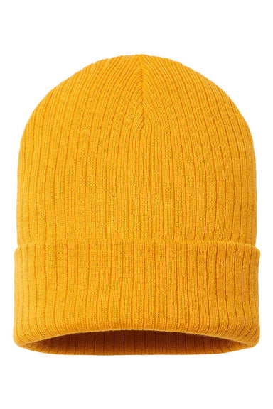 Atlantis Hats RIO Unisex Sustainable Rib Cuffed Beanie Mustard Yellow Flat Front
