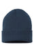 Atlantis Hats RIO Unisex Sustainable Rib Cuffed Beanie Navy Blue Flat Front