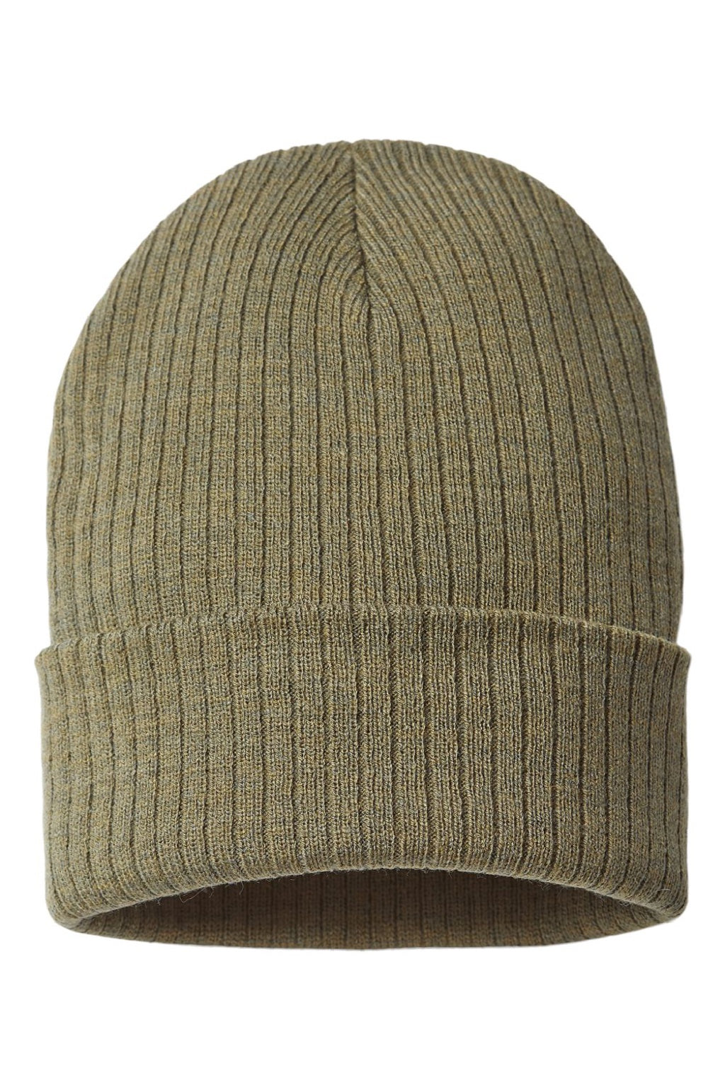 Atlantis Hats RIO Unisex Sustainable Rib Cuffed Beanie Olive Green Flat Front