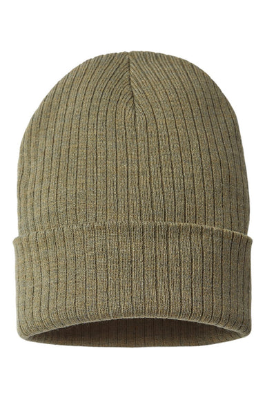 Atlantis Hats RIO Unisex Sustainable Rib Cuffed Beanie Olive Green Flat Front