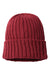Atlantis Hats SHORE Unisex Sustainable Cable Knit Cuffed Beanie Burgundy Flat Front