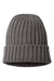 Atlantis Hats SHORE Unisex Sustainable Cable Knit Cuffed Beanie Dark Grey Flat Front