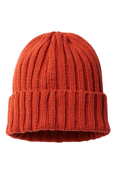 Atlantis Headwear SHORE Mens Sustainable Cable Knit Cuffed Beanie Rusty Flat Front