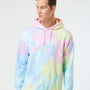 Dyenomite Mens Blended Tie Dyed Hooded Sweatshirt Hoodie - Pastel Rainbow - NEW