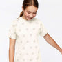 Code Five Youth Star Print Short Sleeve Crewneck T-Shirt - Heather Natural - NEW